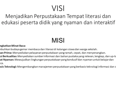 VISI / MISI PERPUSTAKAAN CAKRA BUANA SDN KEDUNGUTER 01