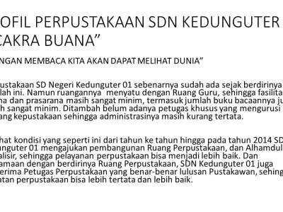 PROFIL PERPUSTAKAAN CAKRA BUANA SDN KEDUNGUTER 01